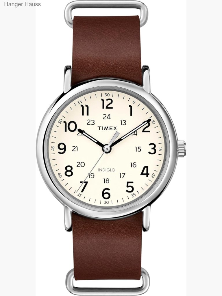 Men's 40mm Quartz Watch With Leather Strap Indiglo Light Up Analog